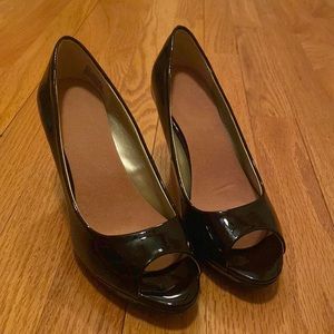 Open toed black heels